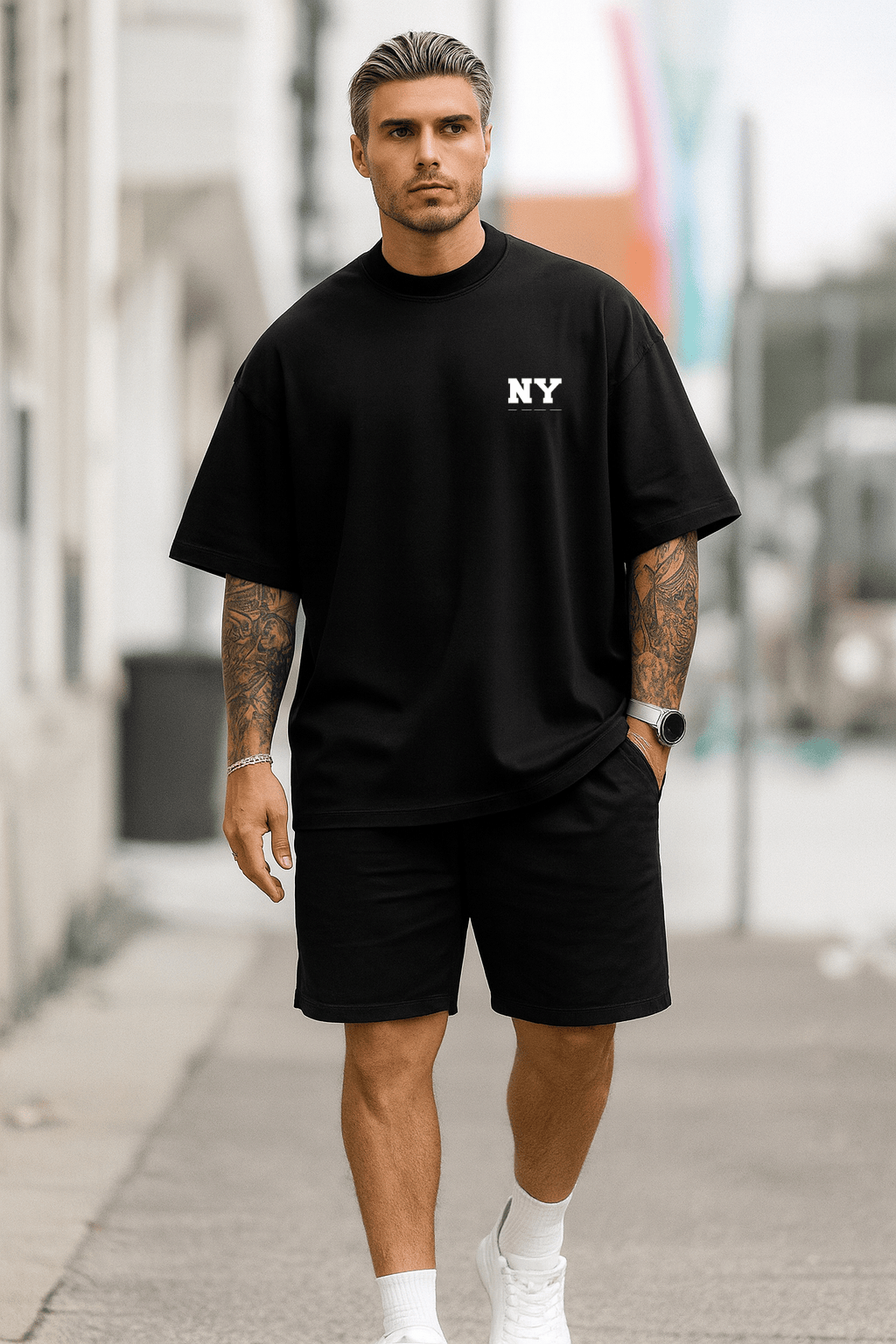 Camiseta Oversized Masculina | Estampa - NY