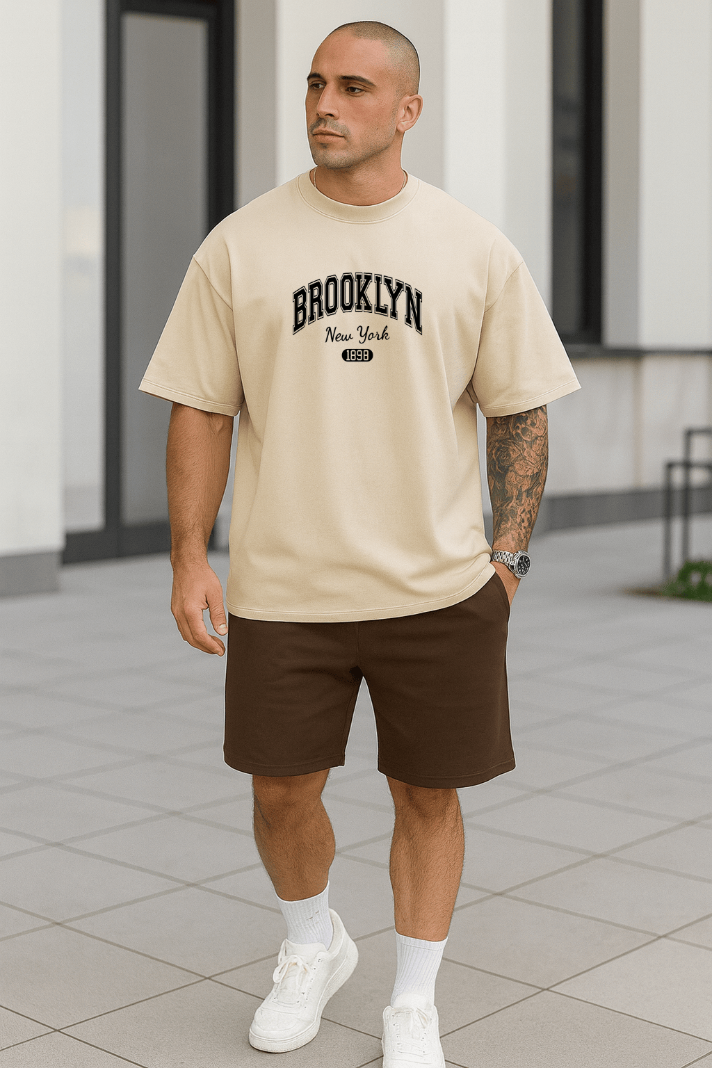 Camiseta Oversized Masculina | Estampa - Brooklyn Nova York