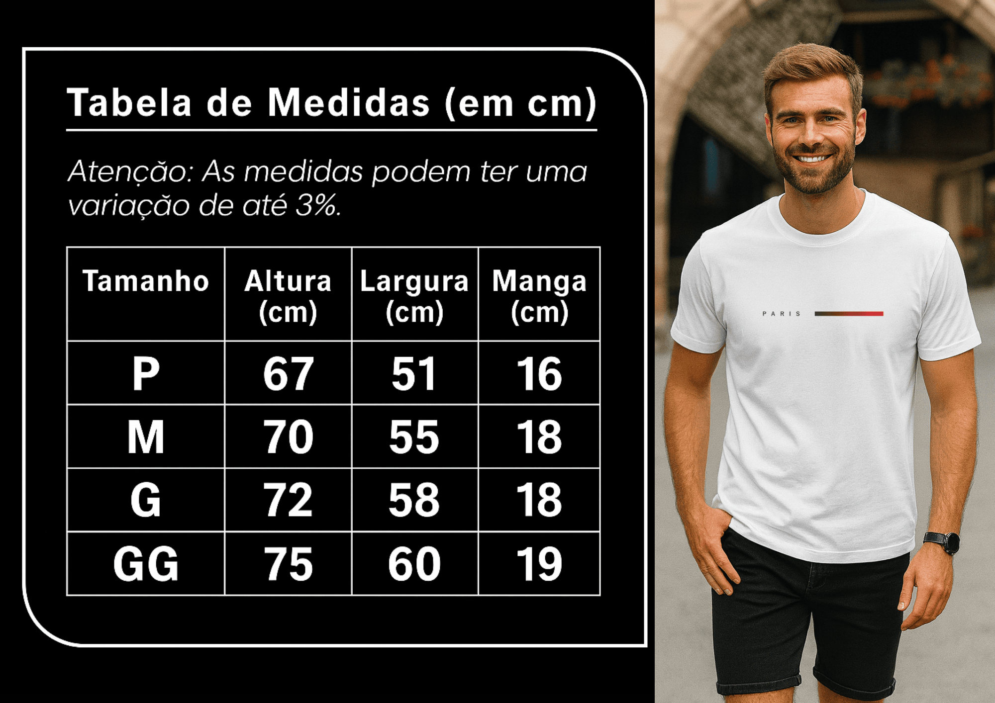 Camiseta Masculina | Estampa - Paris