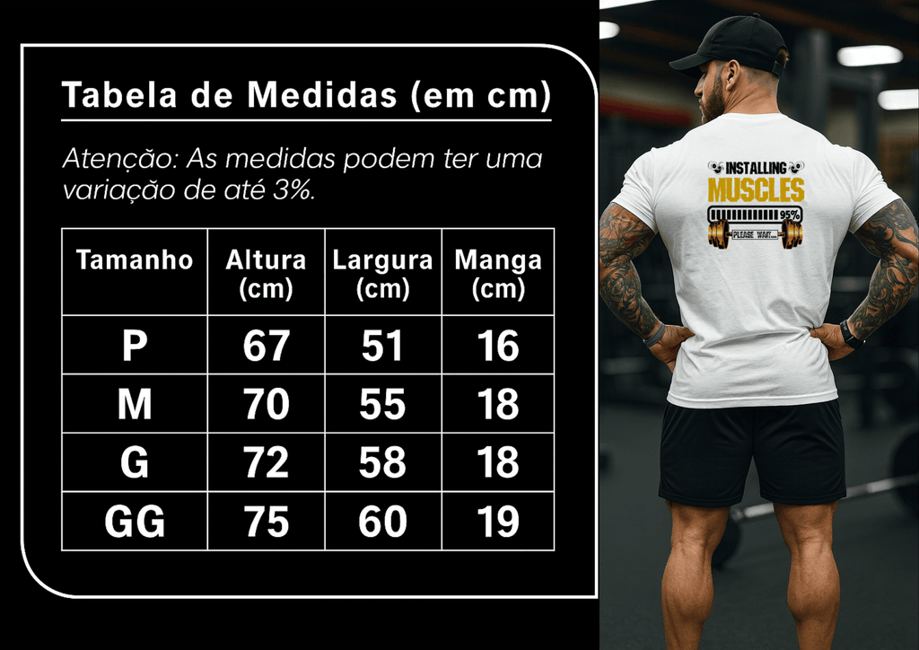 Camiseta Masculina | Estampa Installing Muscles Amarelo