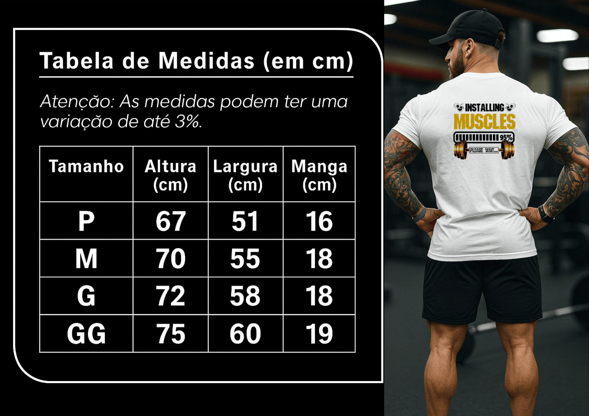 Camiseta Masculina | Estampa Installing Muscles Amarelo