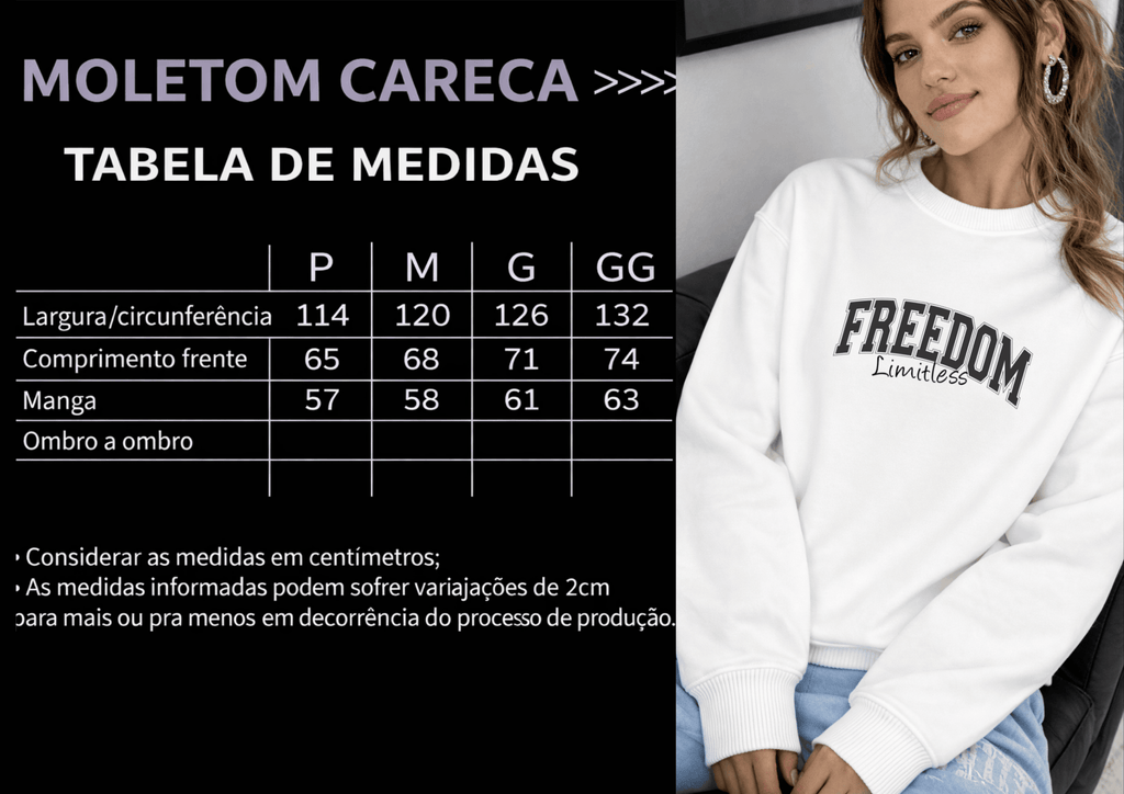 Moletom Feminino Careca - Freedom Limitless