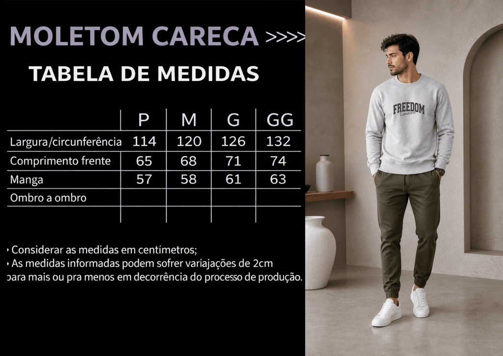 Moletom Masculino Careca - Freedom Limitless