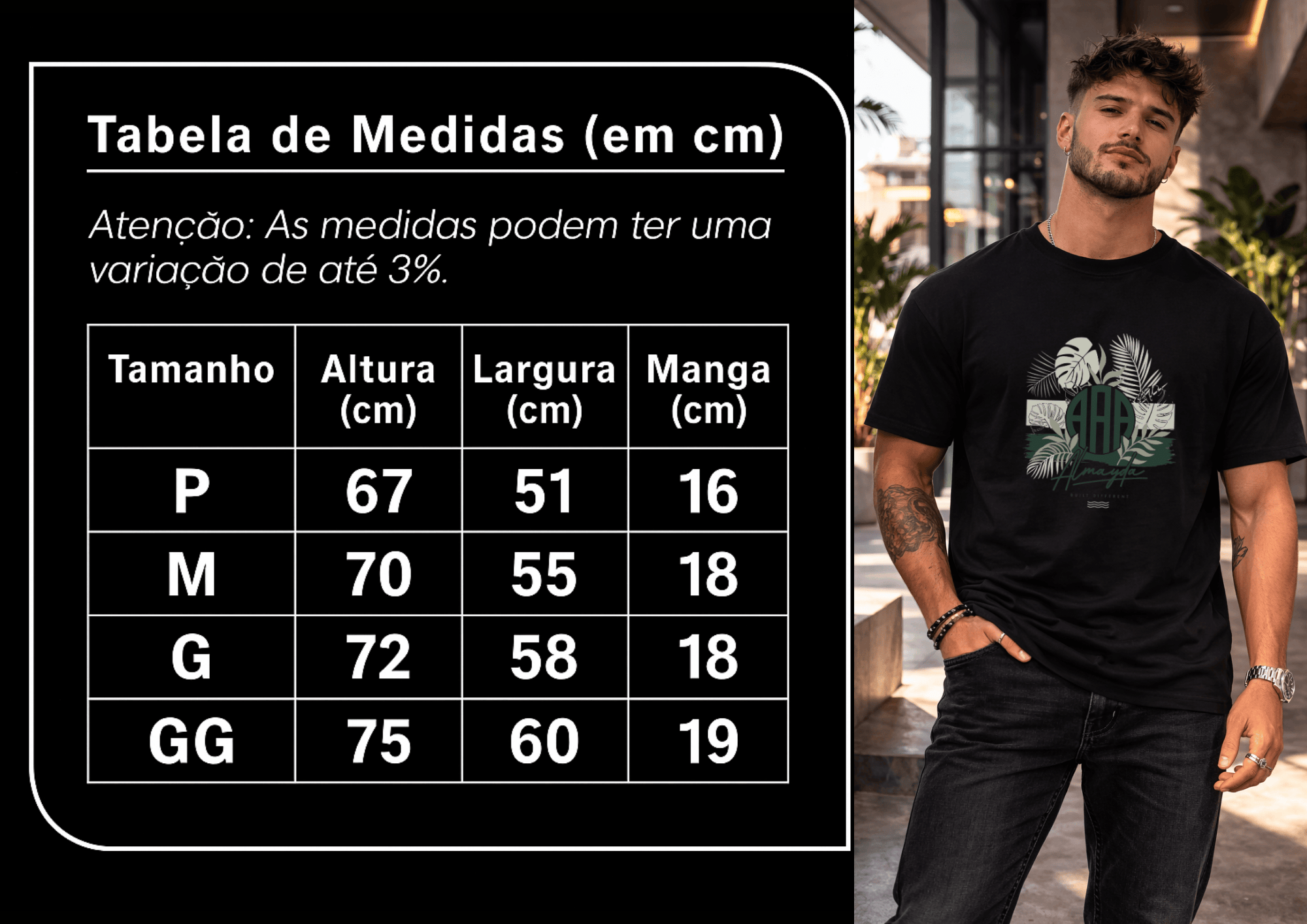 Camiseta Masculina Manga Curta - Almayda Tropical Premium