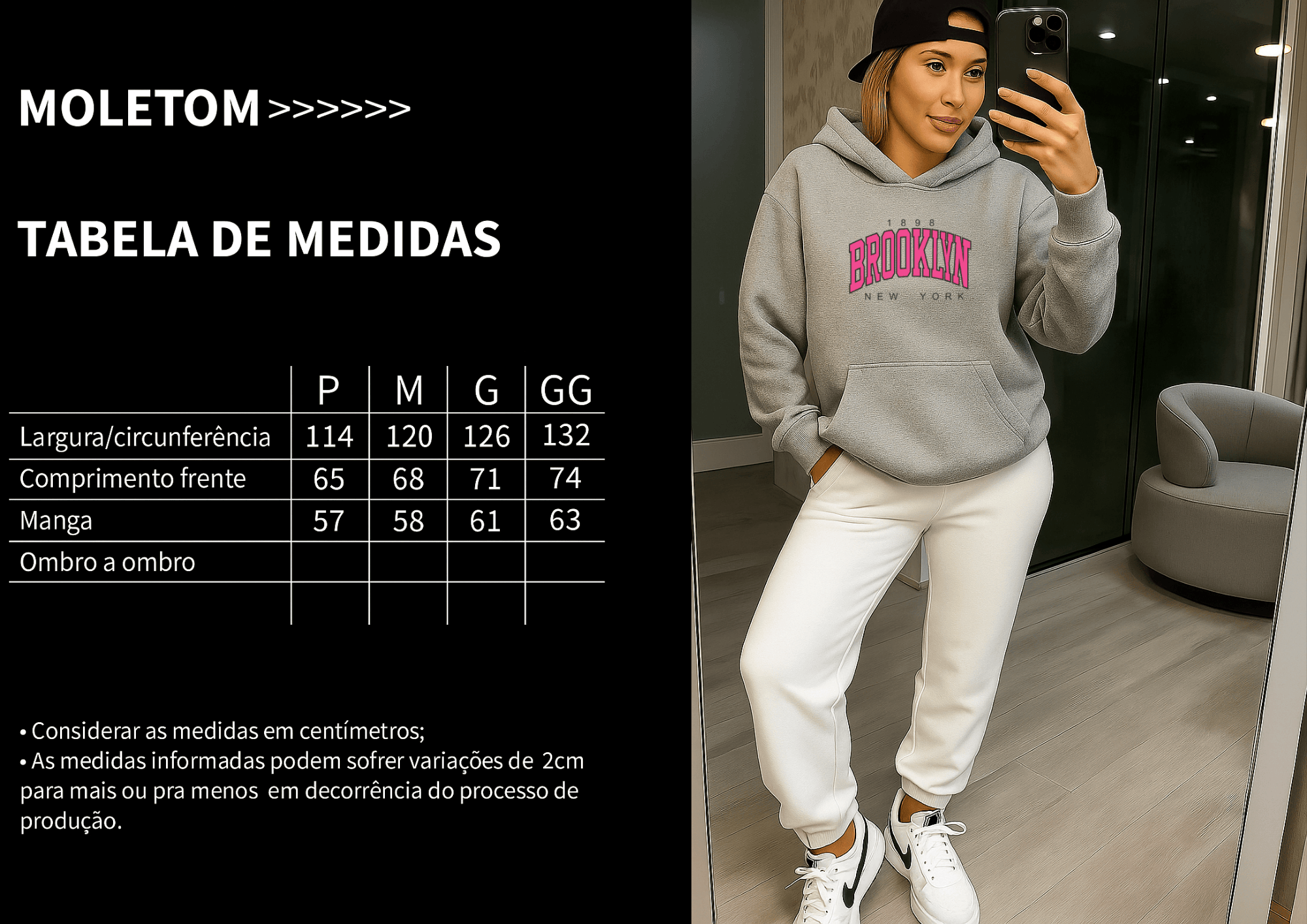 Moletom Feminino Canguru - Estampa Versátil  Brooklyn Rosa