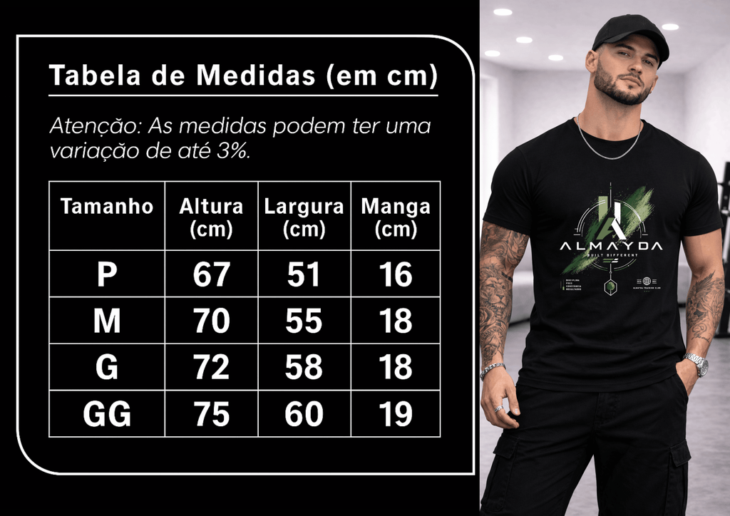 Camiseta Masculina Tradicional Manga Curta - Almayda Training Mode On