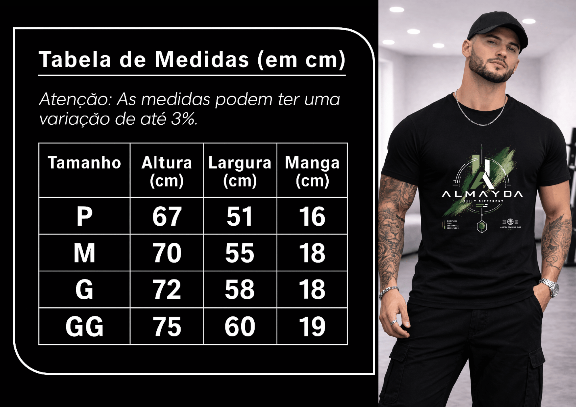 Camiseta Masculina Tradicional Manga Curta - Almayda Training Mode On