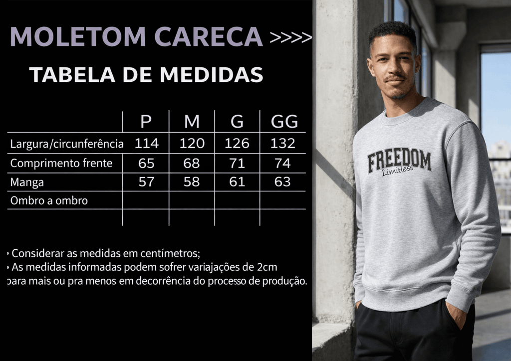 Moletom Masculino Careca - Freedom Limitless