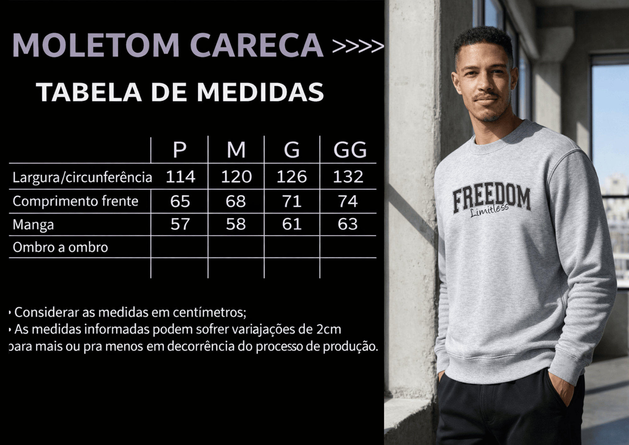 Moletom Masculino Careca - Freedom Limitless