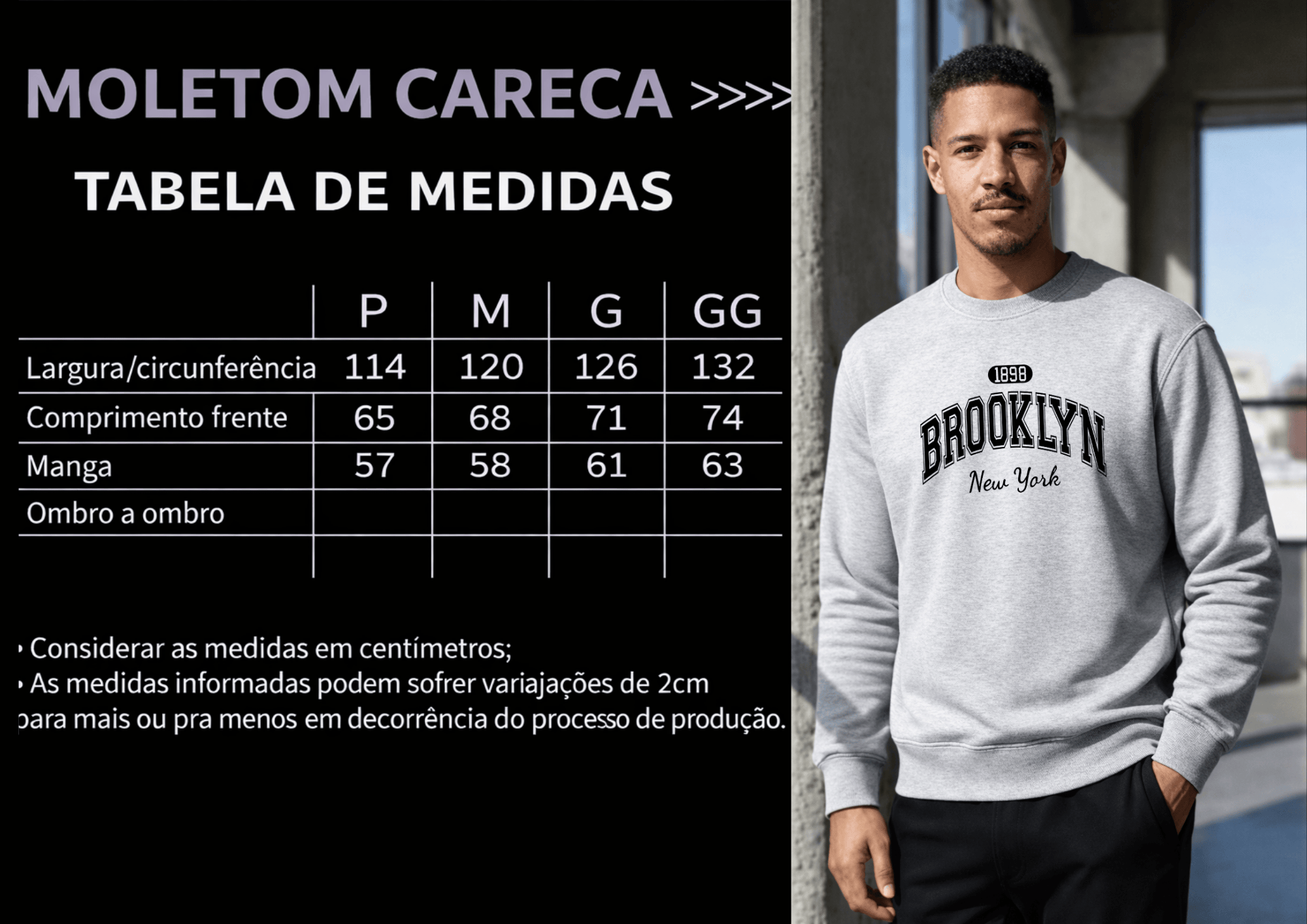 Moletom Masculino Careca - Brooklyn New York