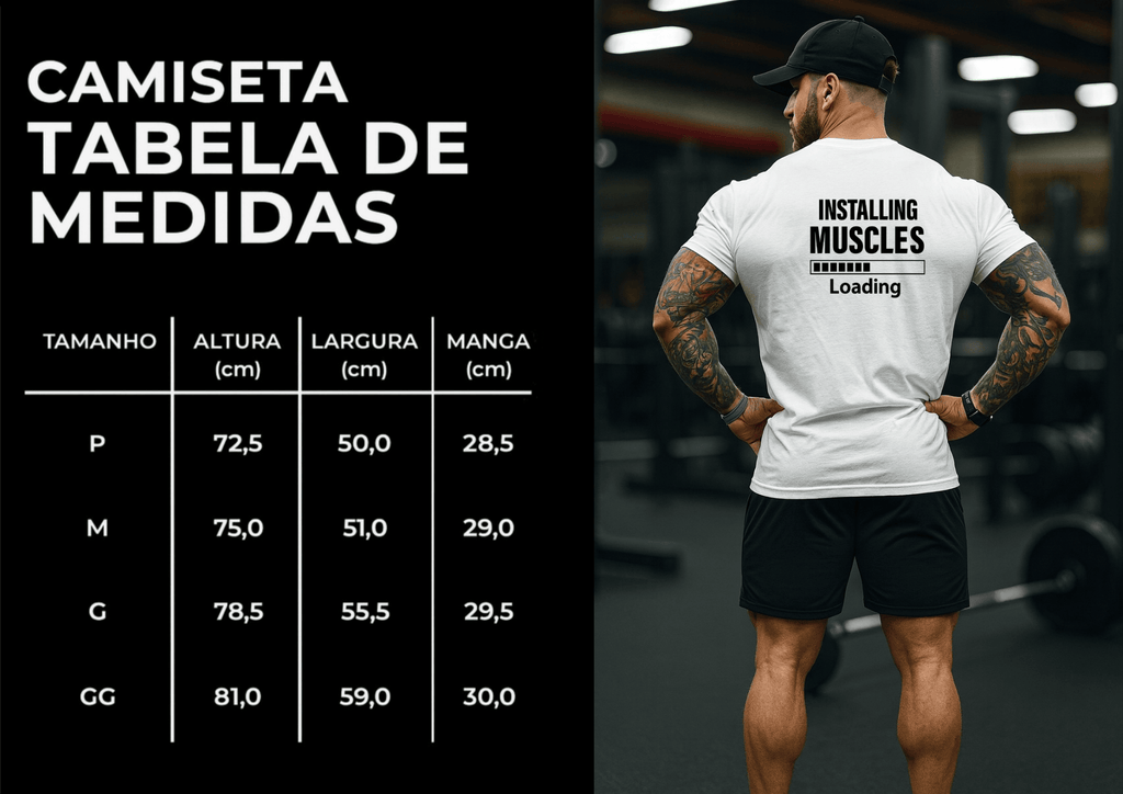 Camiseta Masculina | Estampa - Installing Muscles Preto