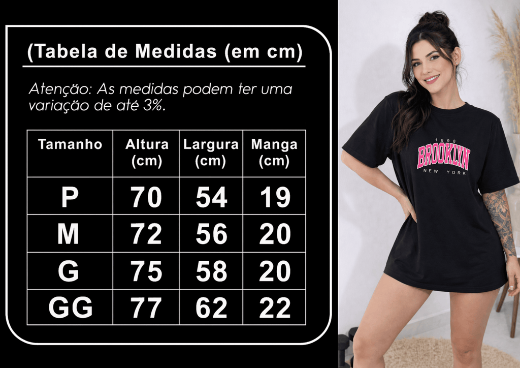 Camisetão Oversized Feminina | Estampa Brooklyn New York