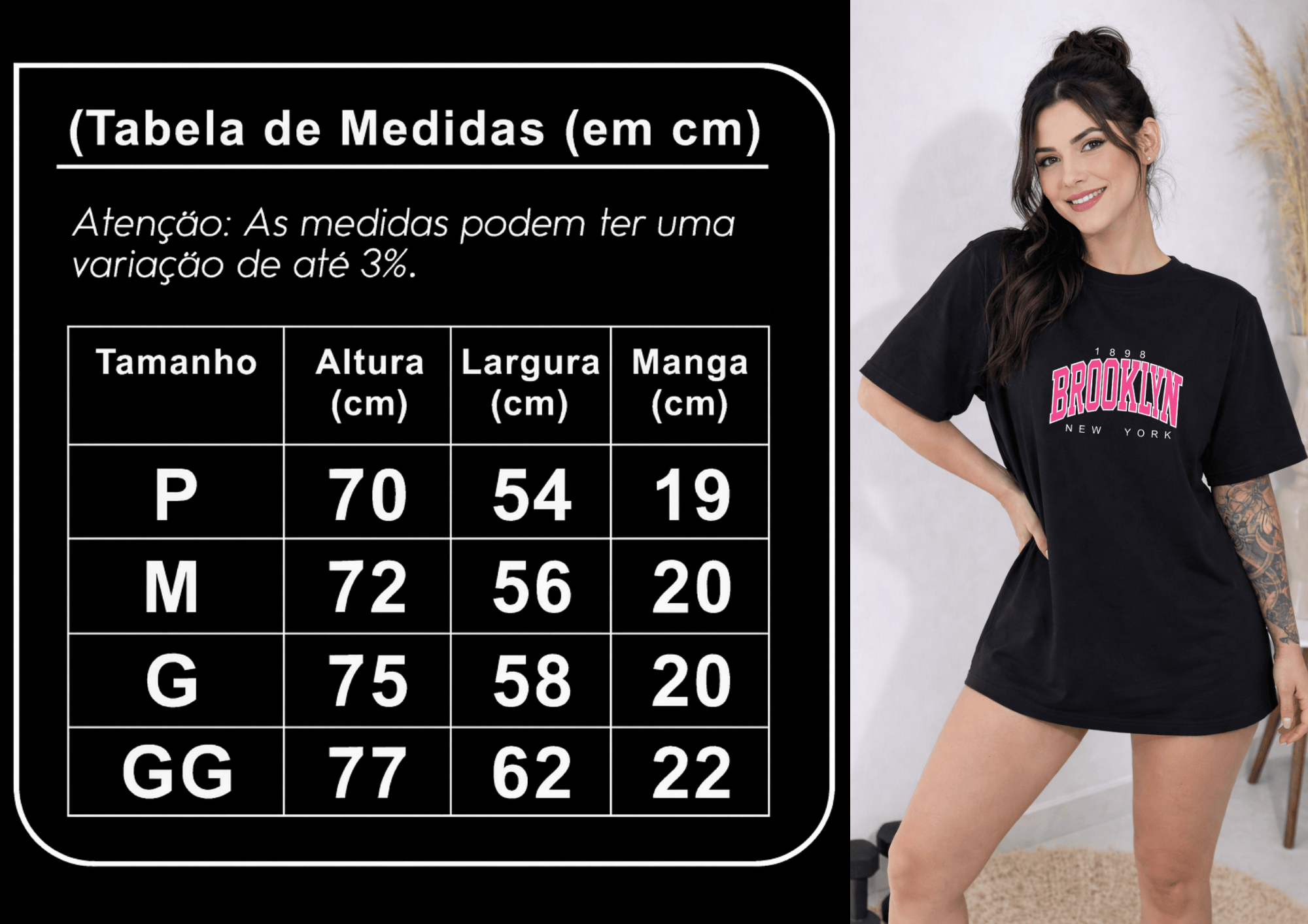 Camisetão Oversized Feminina | Estampa Brooklyn New York