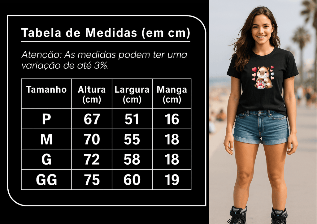 Camiseta Premium Feminina | Capivarinha do Amor