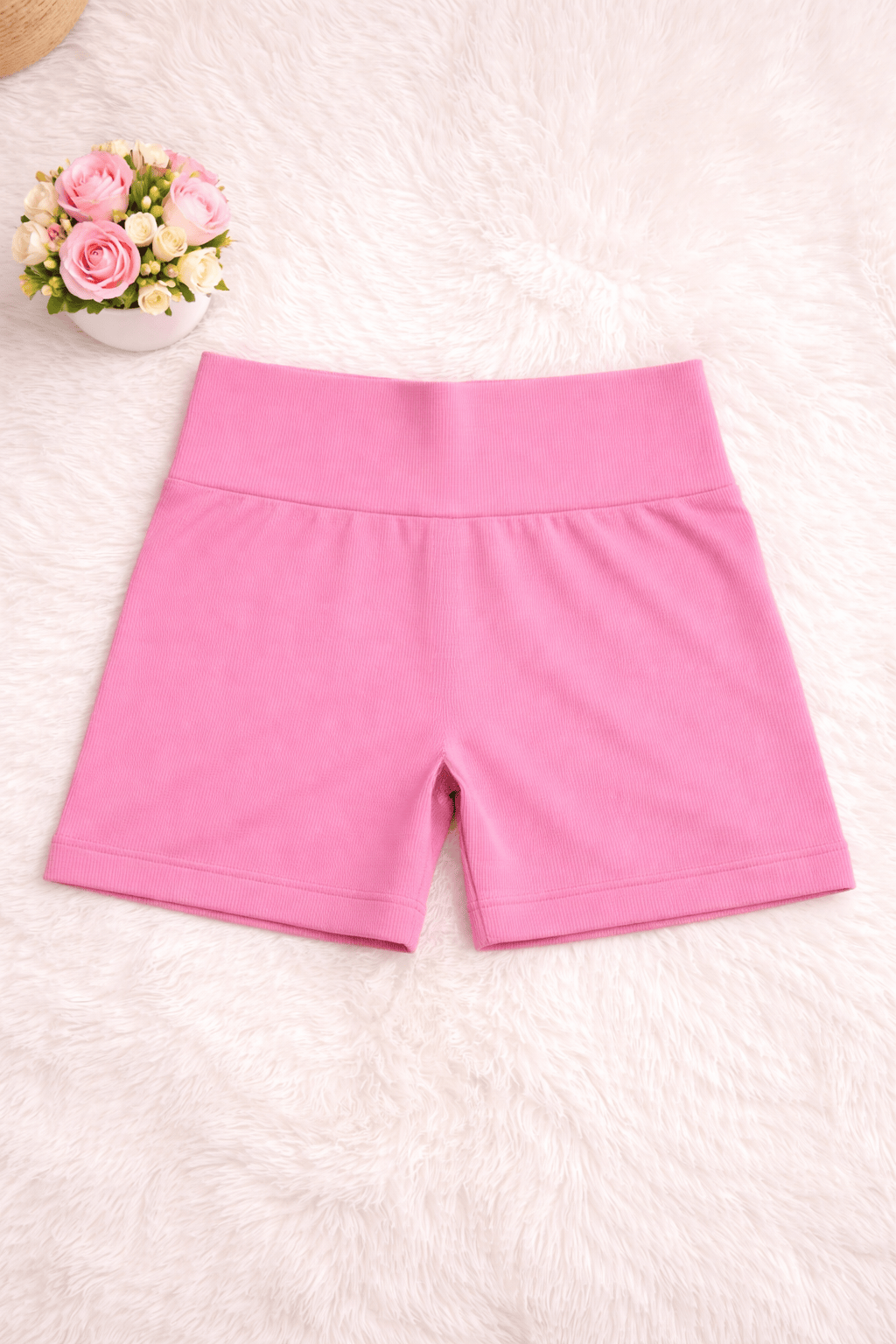 Kit 3 Shorts Femininos Canelados Fitness | Roxo, Preto e Rosa