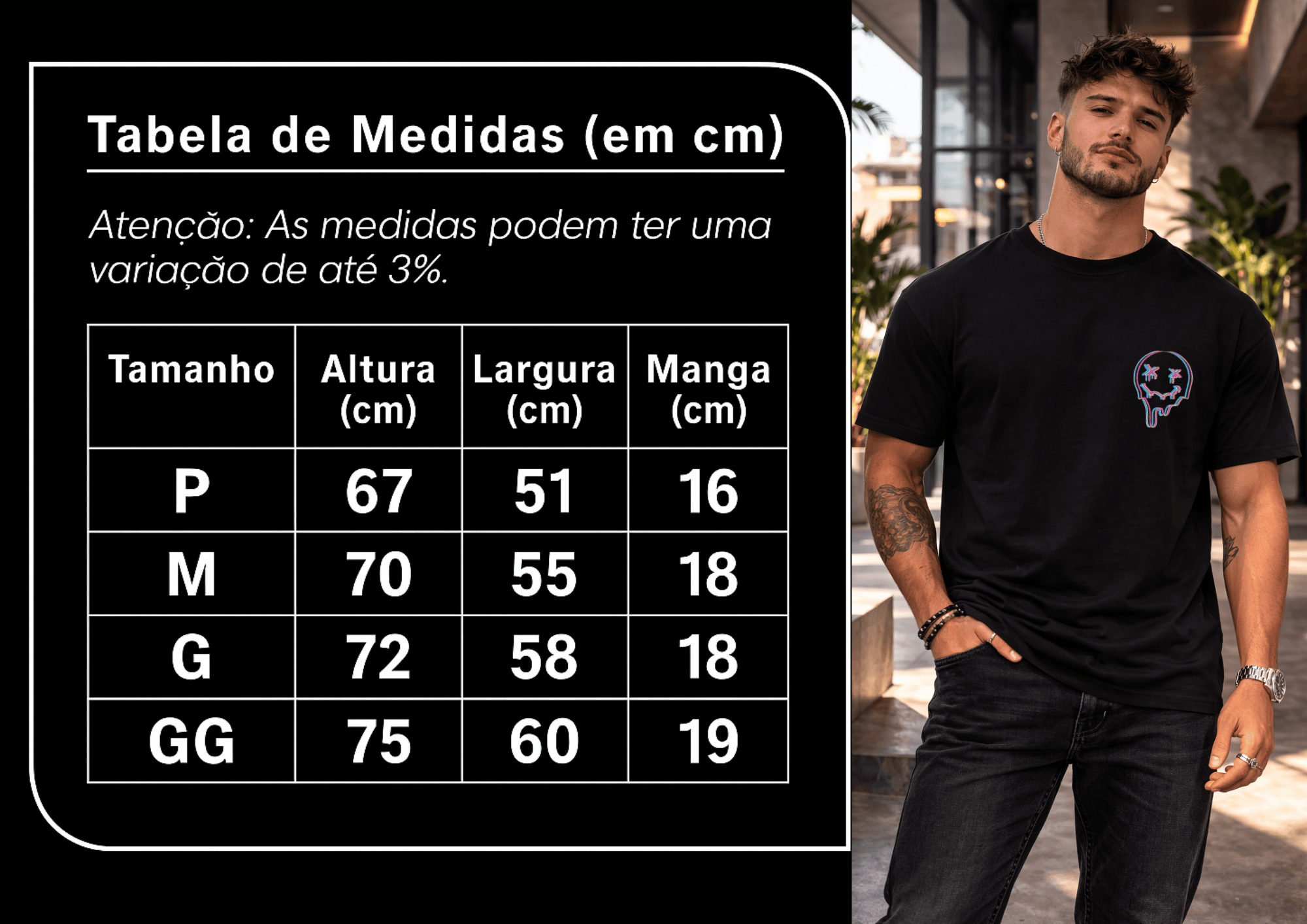Camiseta Masculina Premium Manga Curta Tradicional - Streetwear - Drip Face