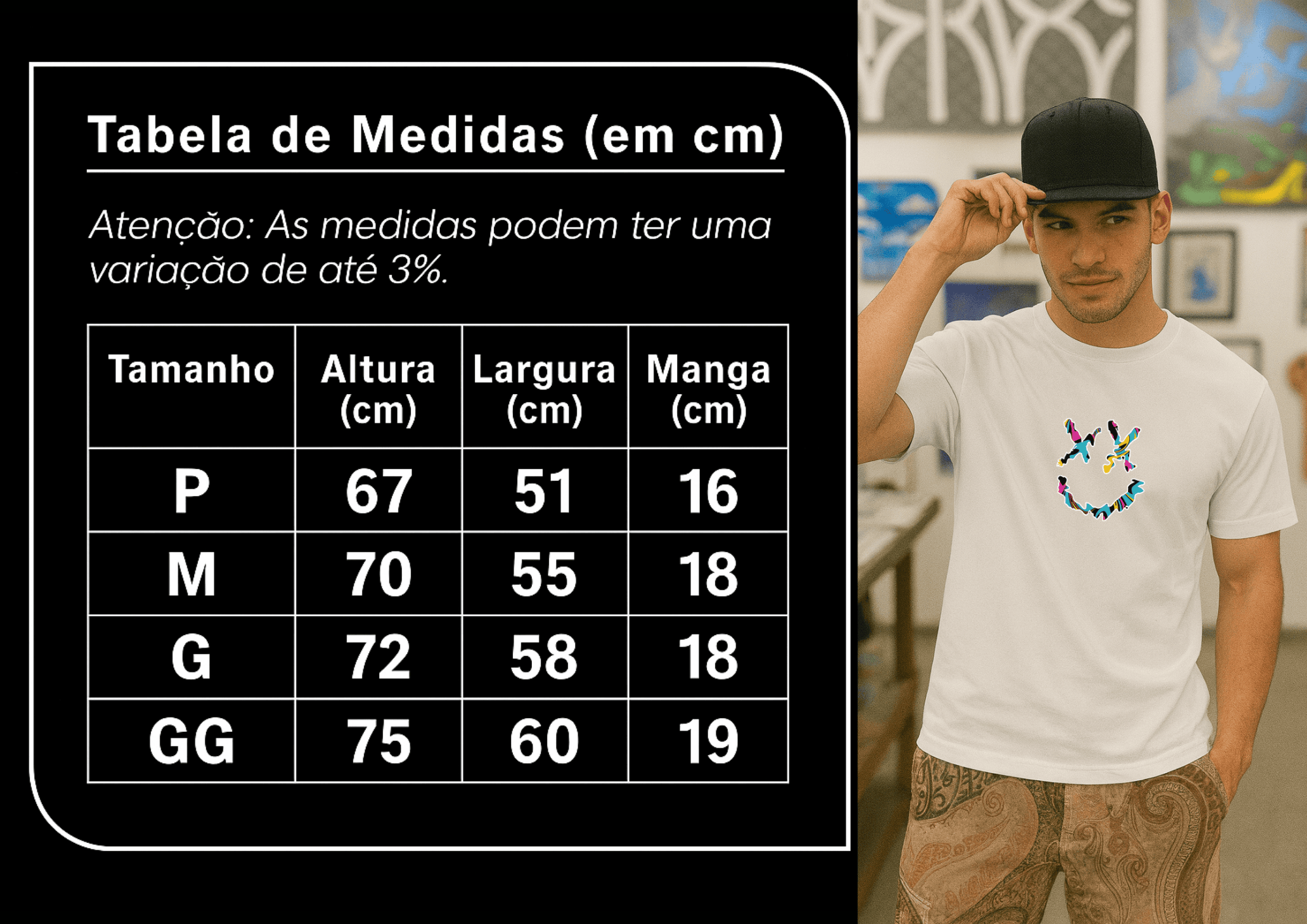 Camiseta Masculina | Estampa  - Smiley