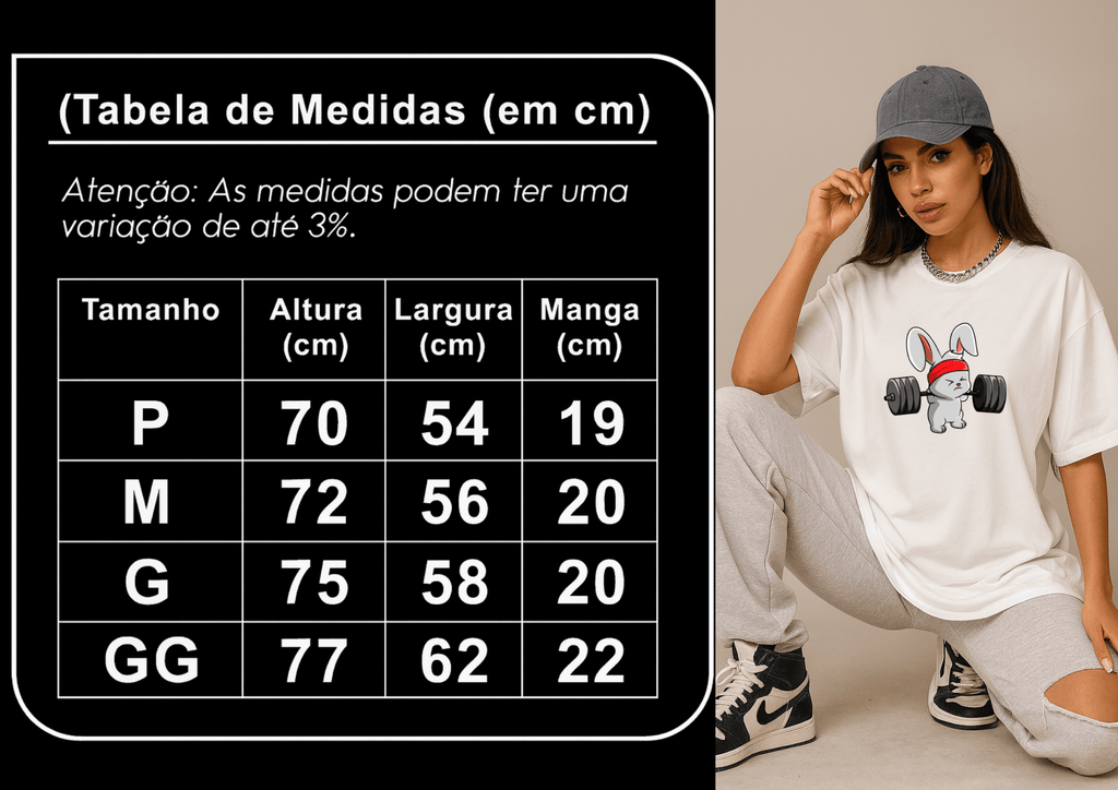 Camiseta Oversized Feminina Bunny Strong