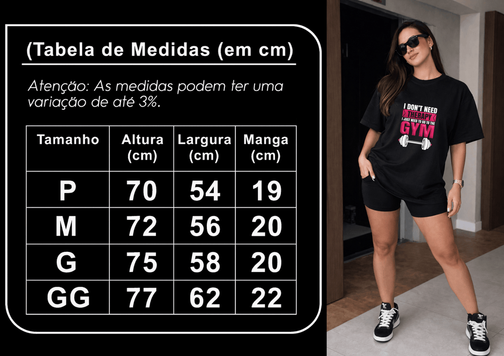 Camisetão Oversized Feminina | Estampa - Motivacional Gym