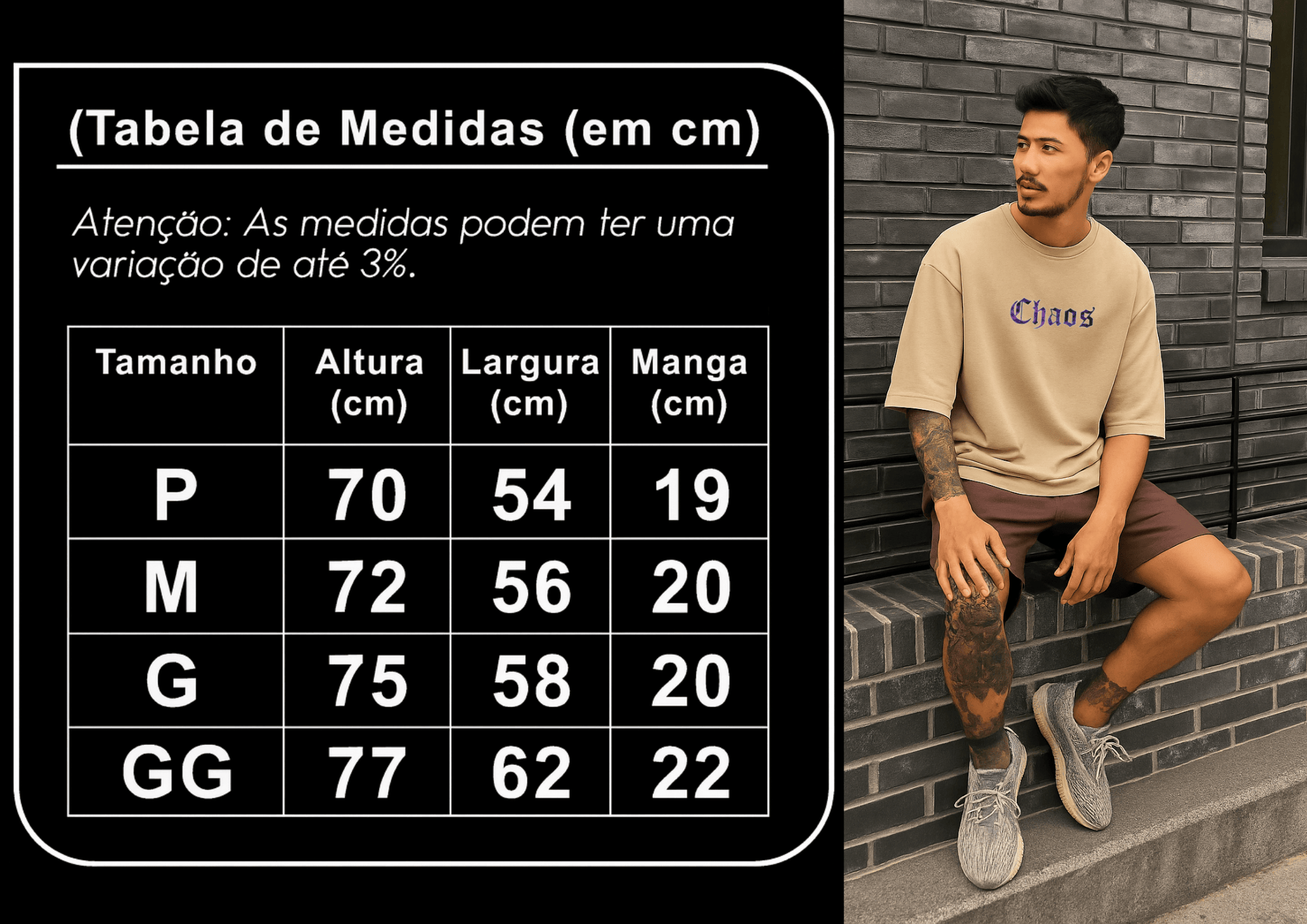 Camiseta Oversized Masculina | Estampa - Chaos