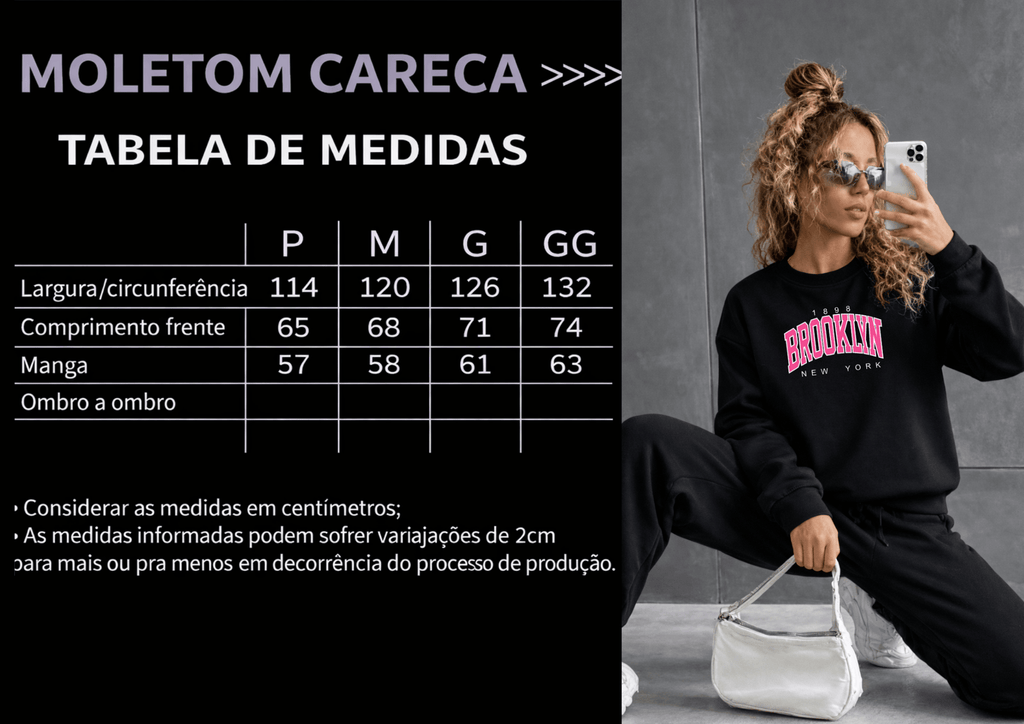 Moletom Feminino Careca - Brooklyn New York Estampa Rosa