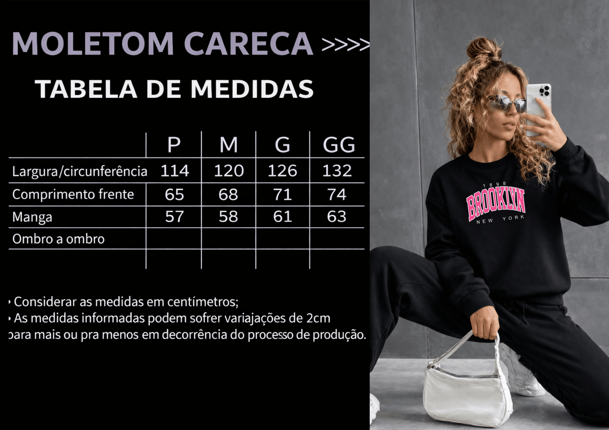 Moletom Feminino Careca - Brooklyn New York Estampa Rosa