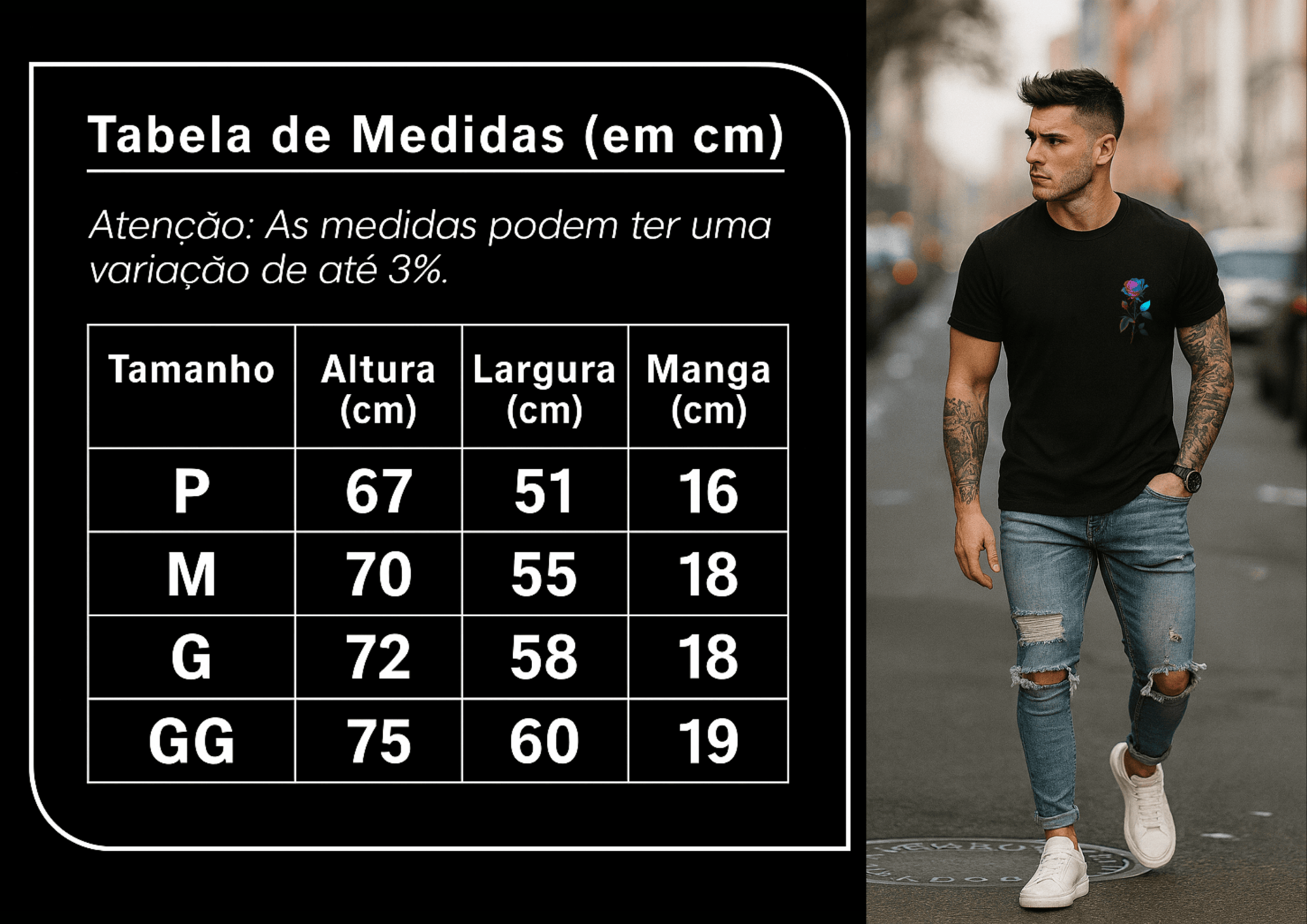 Camiseta Masculina | Estampa Rose Blue