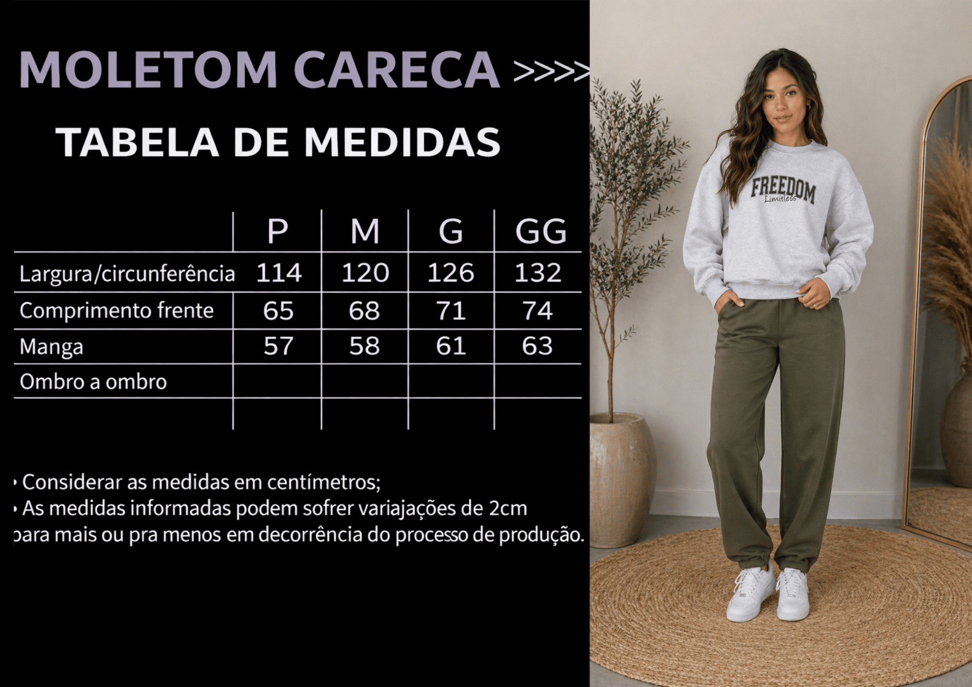 Moletom Feminino Careca - Freedom Limitless