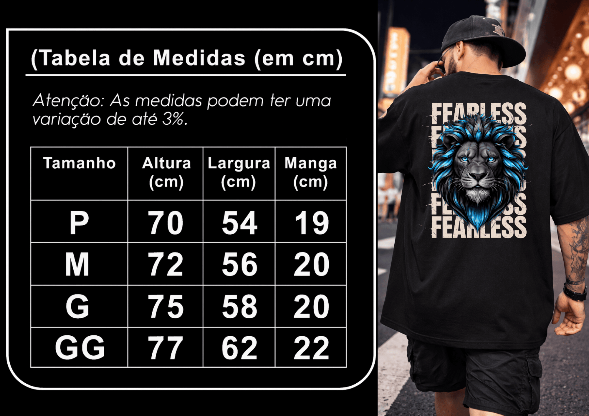 Lançamento | Camiseta Oversized Masculina Fearless Lion | Premium | Streetwear Casual