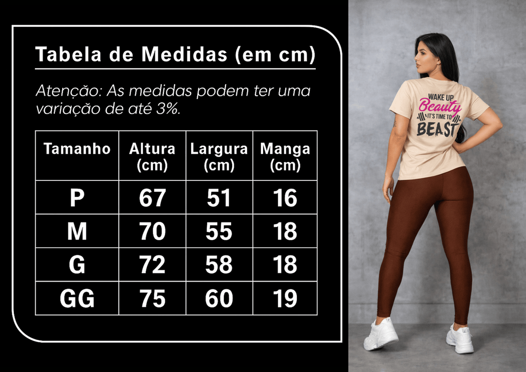 Camiseta Feminina Manga Curta - Wake Up Beauty It’s Time To Beast