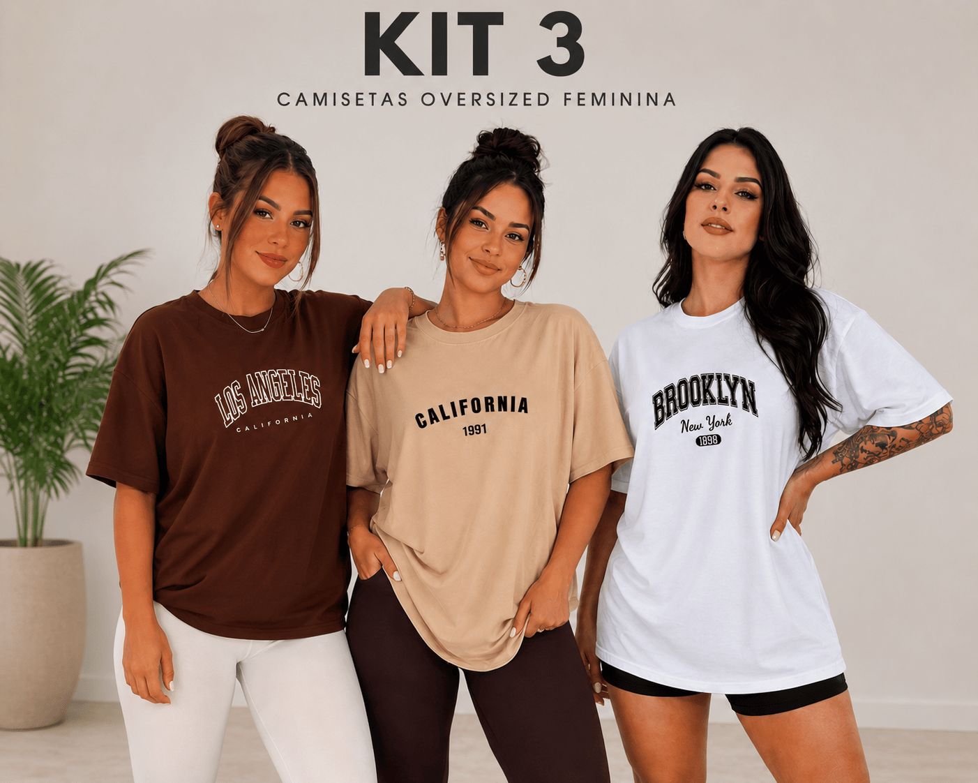 Kit 3 Camisetões Feminino  | Everyday Oversized Collection