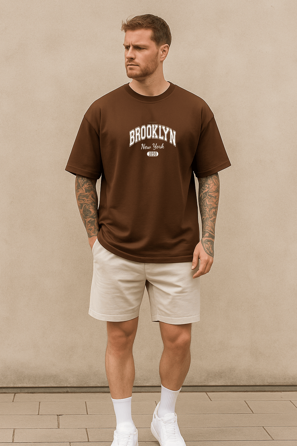 Camiseta Oversized Masculina | Estampa - Brooklyn Nova York