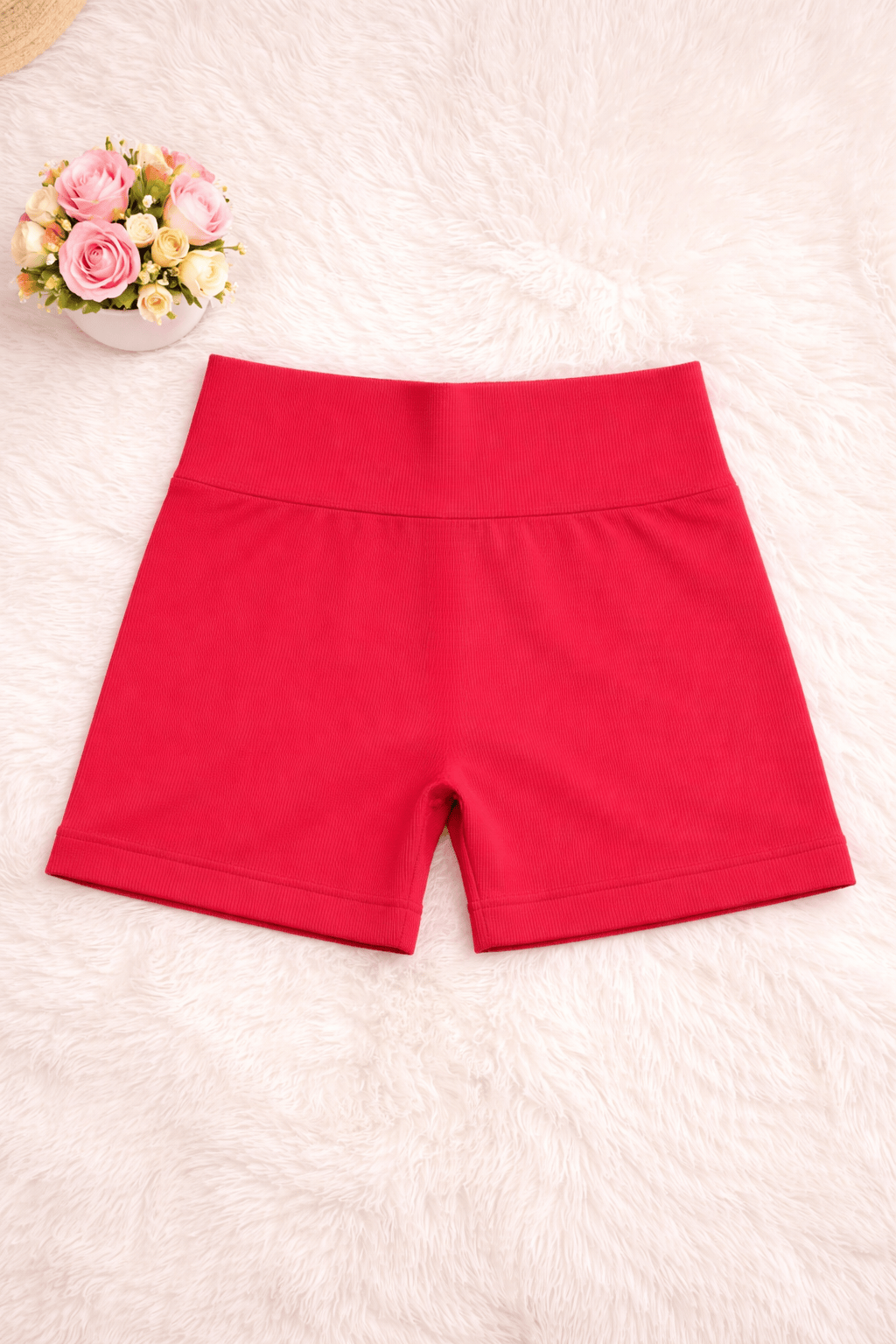 Kit 3 Shorts Femininos Canelados Fitness | Azul, Preto e Vermelho