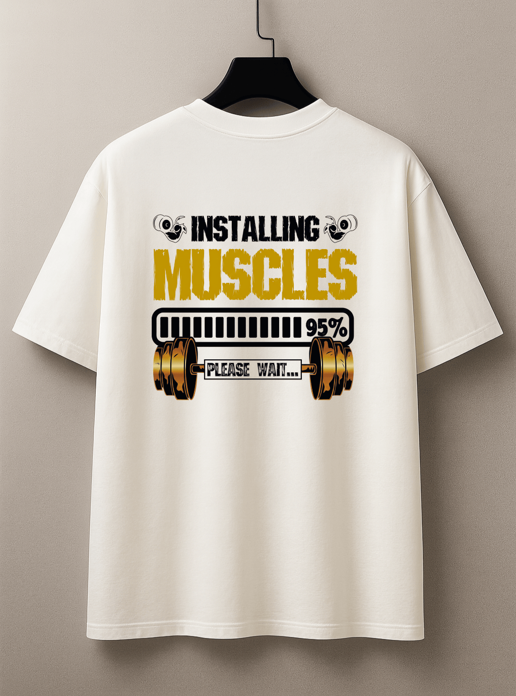 Camiseta Masculina Premium Manga Curta Tradicional   | Estampa Installing Muscles Please Wait Halteres