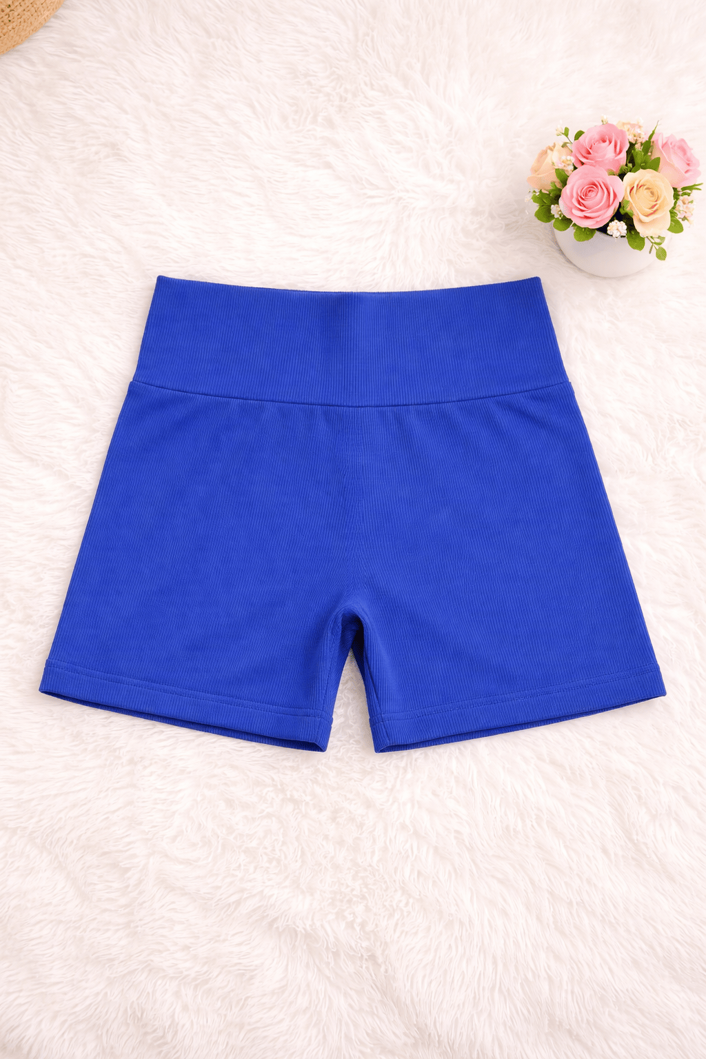 Kit 3 Shorts Femininos Canelados Fitness | Rosa, Azul e Roxo