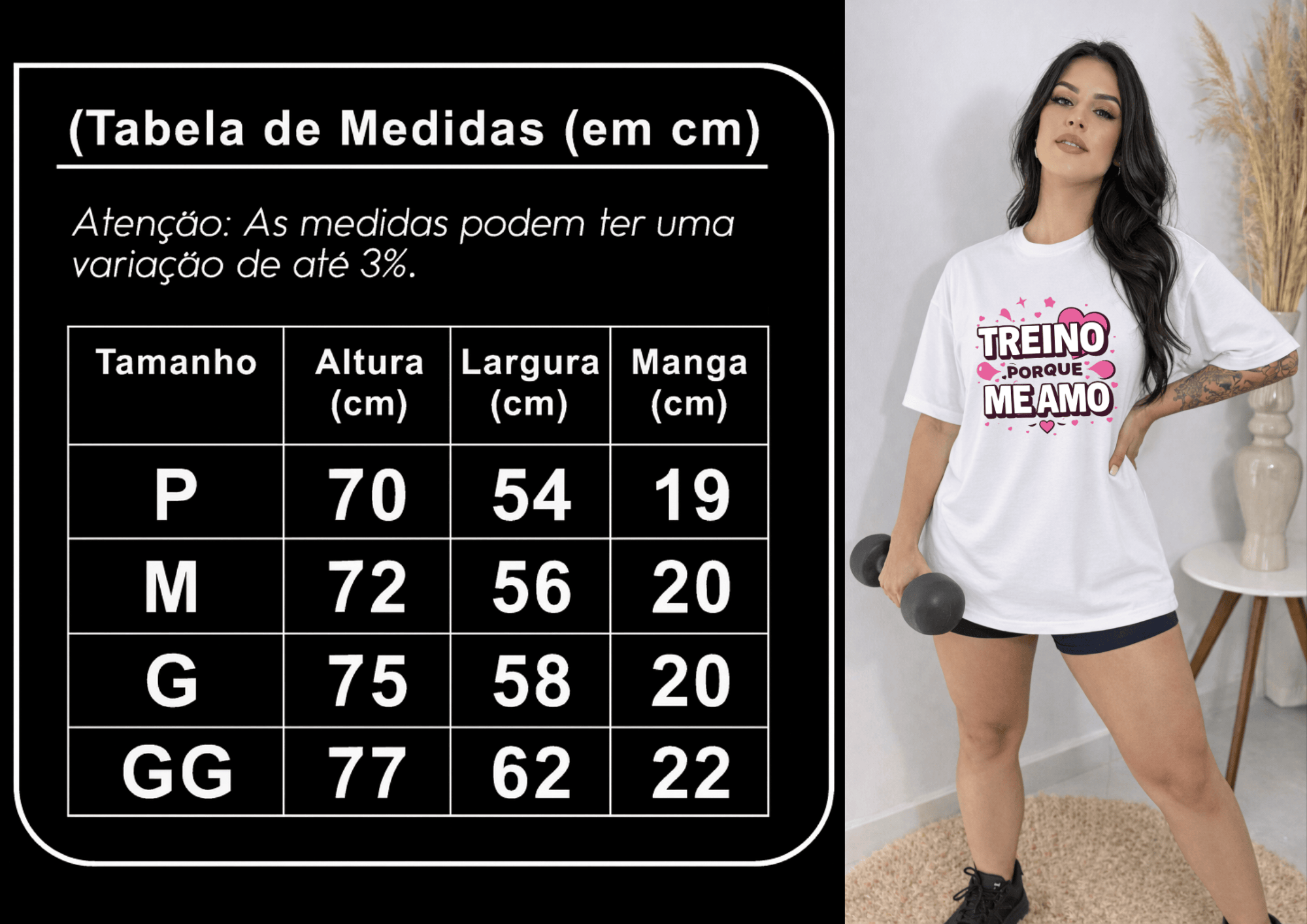 Camisetão Feminino Oversized - Treino Porque Amo