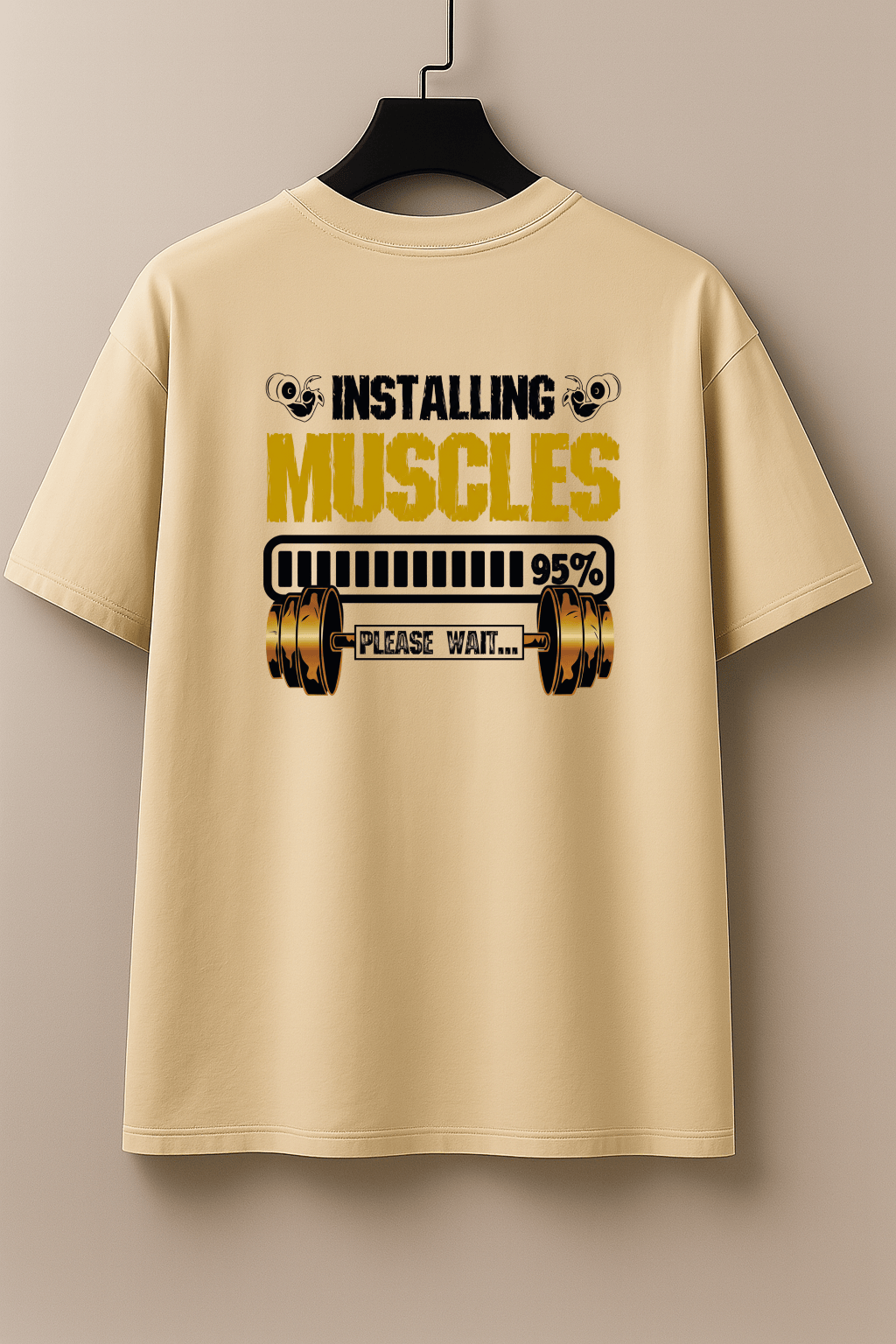 Camiseta Masculina Premium Manga Curta Tradicional   | Estampa Installing Muscles Please Wait Halteres