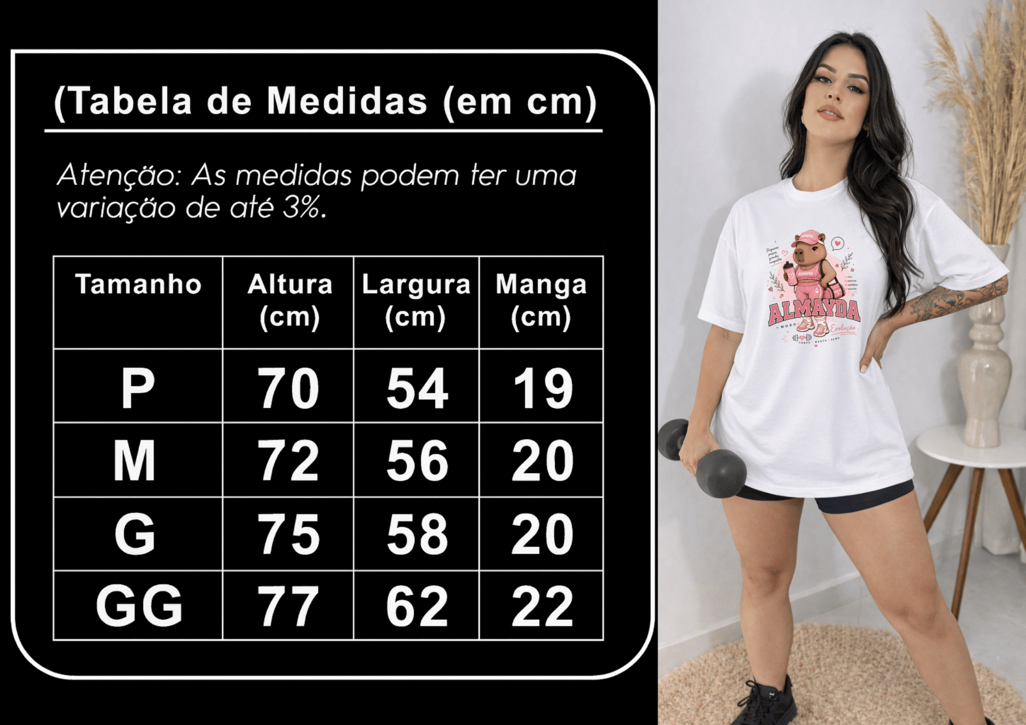 Camisetão Feminino Oversized Almayda - Cute But Strong