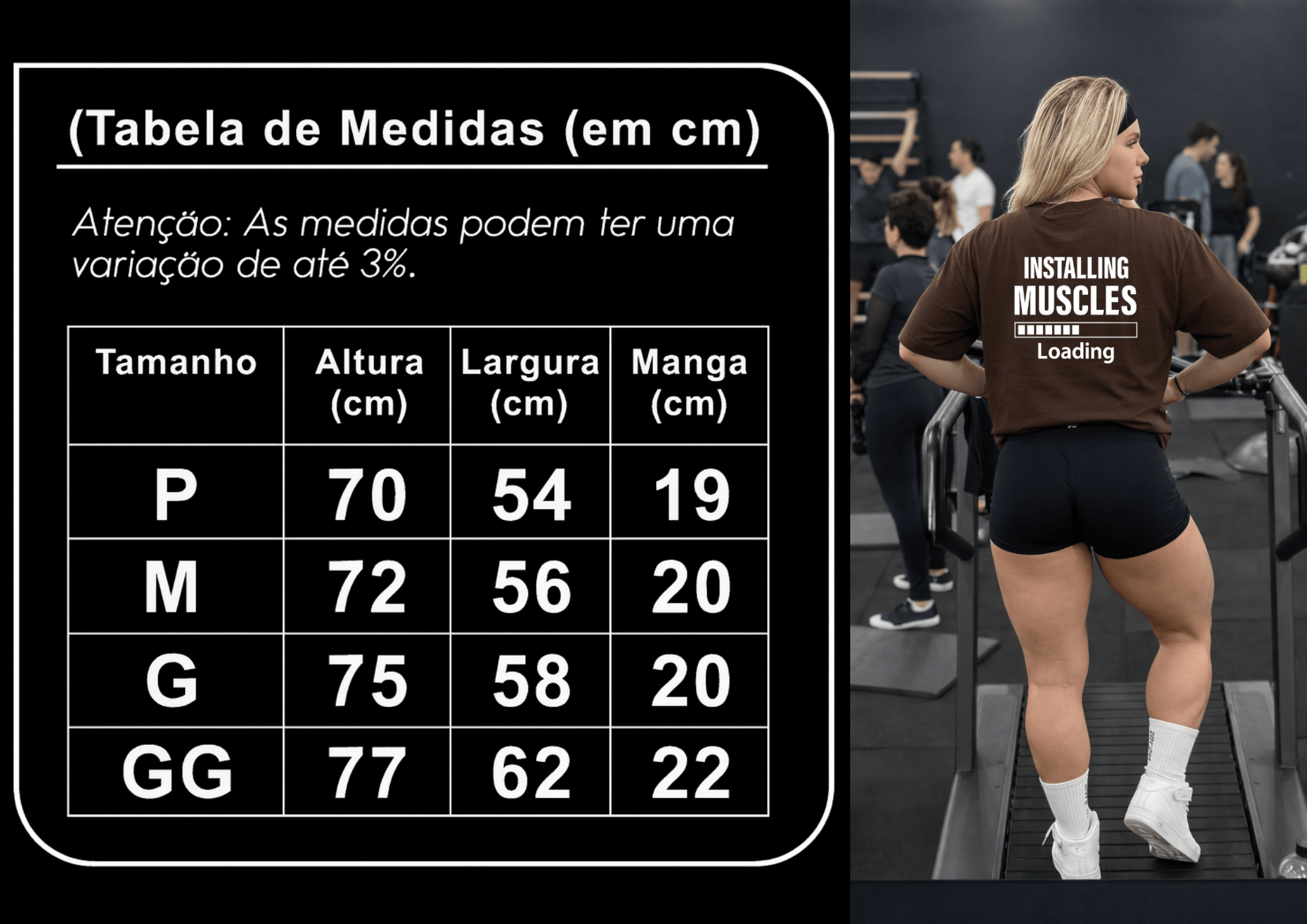 Camiseta Oversized Feminina -  Installing Muscles - As mais Vendidas