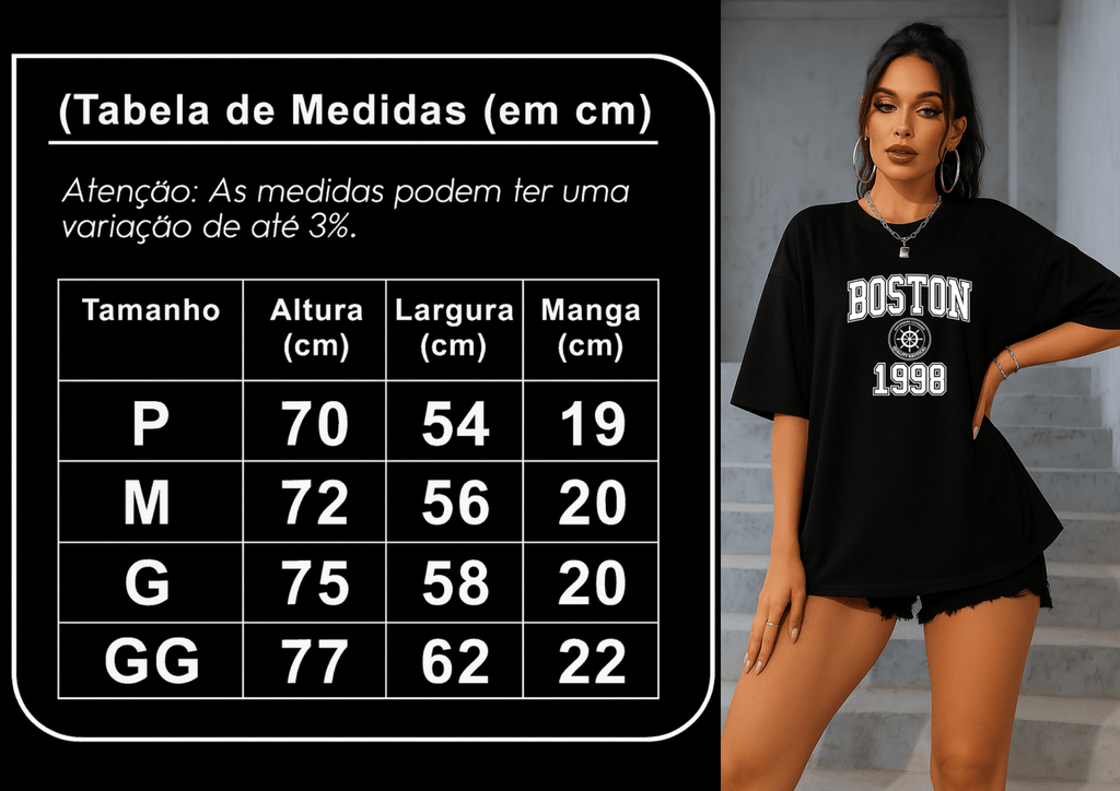 Camiseta Oversized Feminina | Boston 1998
