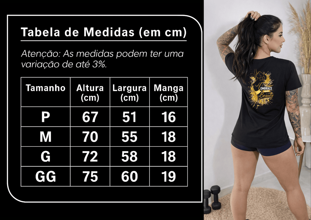 Camiseta Premium Manga Curta Tradicional Feminina - Embrace Your Beauty