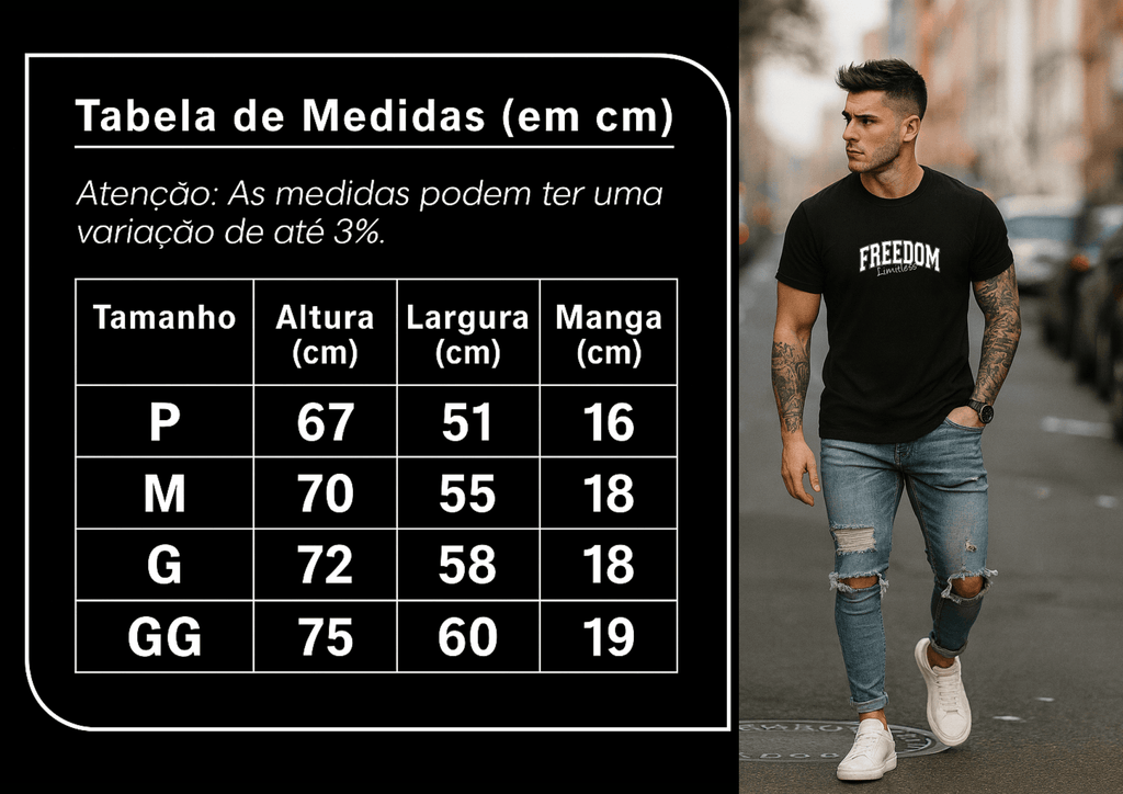 Camiseta Masculina Premium | Estampa - Freedom Limitles
