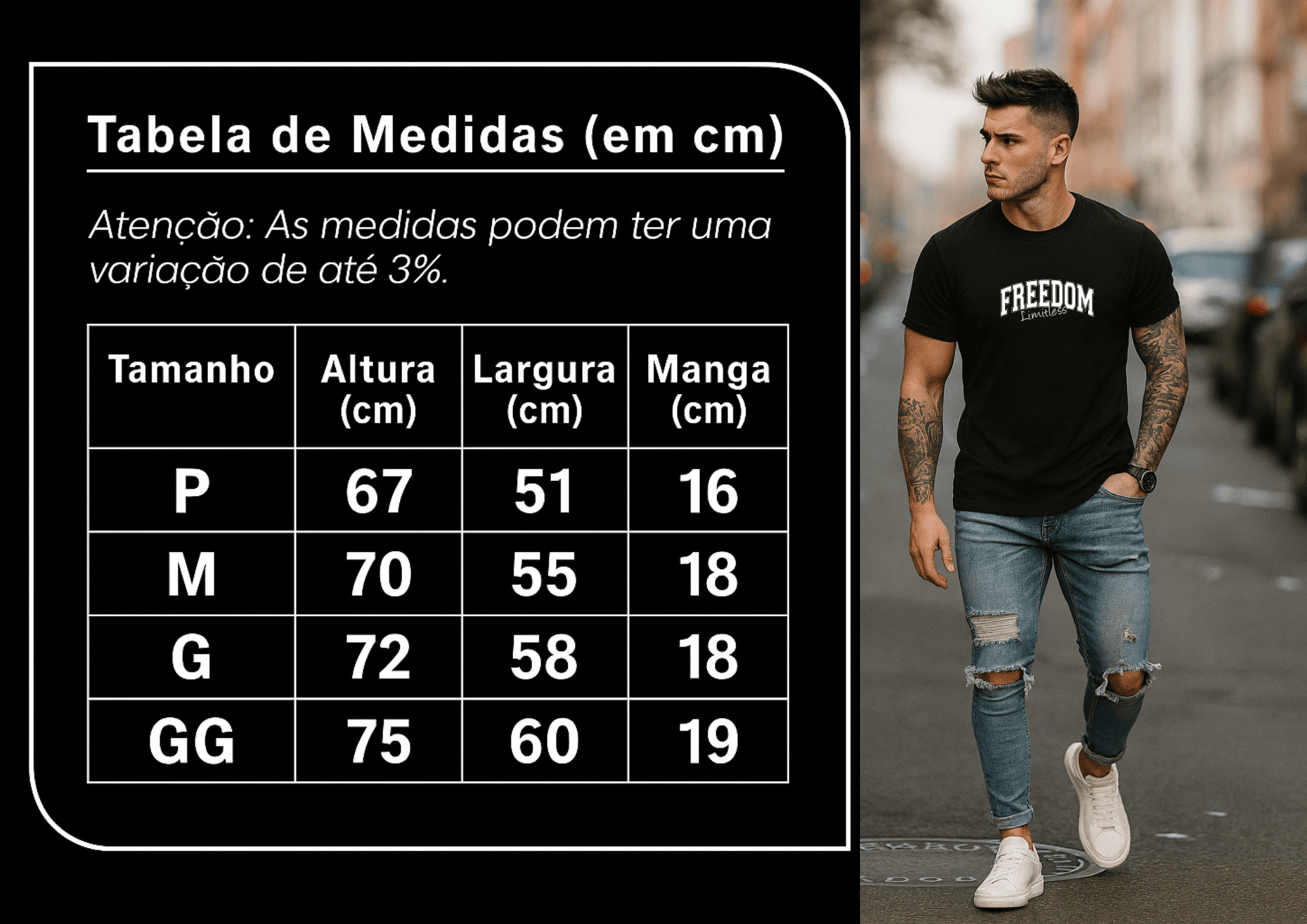 Camiseta Masculina Premium | Estampa - Freedom Limitles