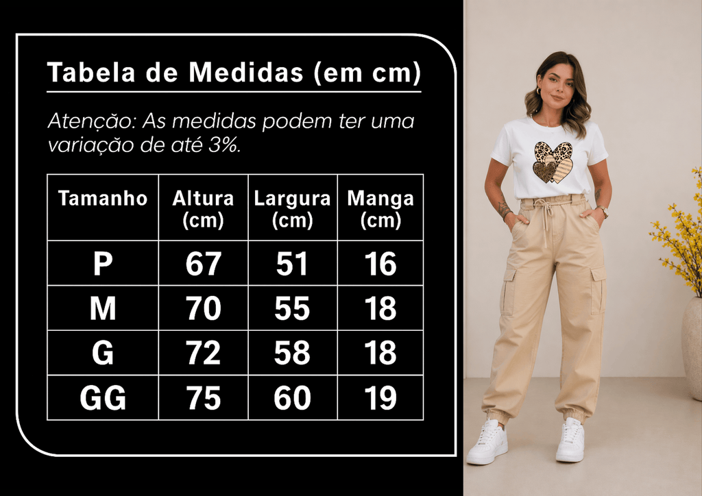 Camiseta Feminina Manga Curta - Wild Love Chic