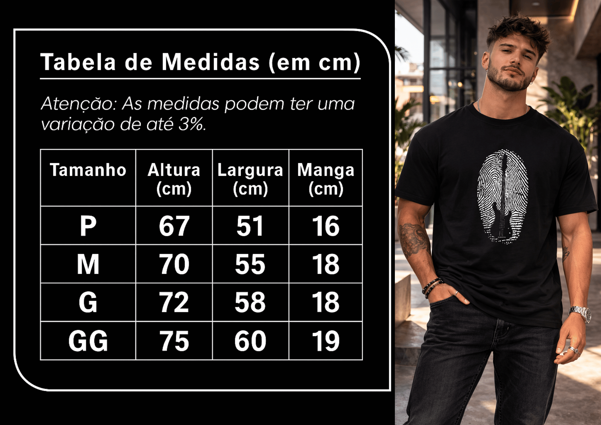 Camiseta Masculina Tradicional Manga Curta - Almayda Sound Identity