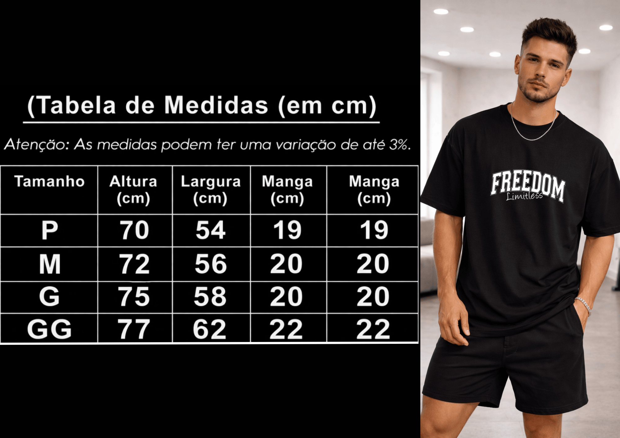 Camisetão Oversized Masculina | Estampa - Freedom Limitles