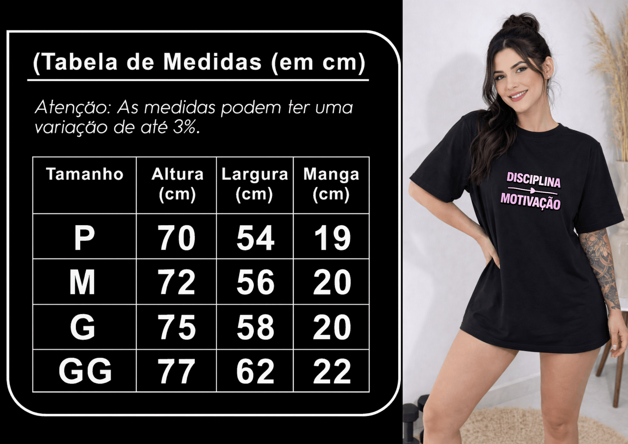Camisetão Feminino Oversized - Disciplina & Motivação