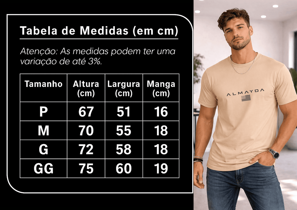 Camiseta Masculina Manga Curta - Almayda Signature Flag