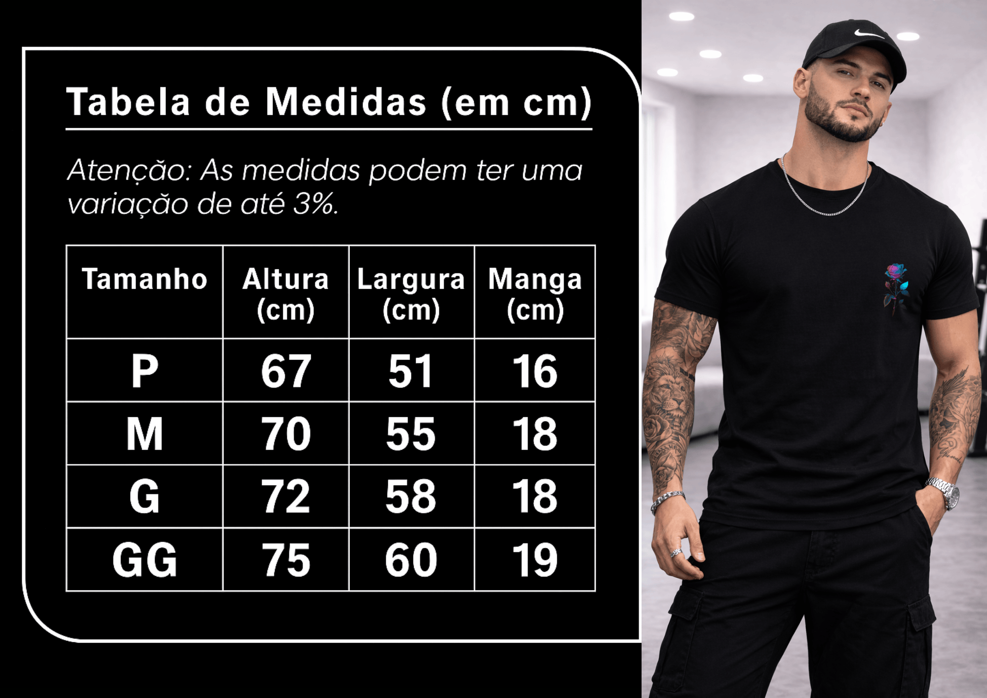 Camiseta Masculina Premium Manga Curta Tradicional - Rose Blue