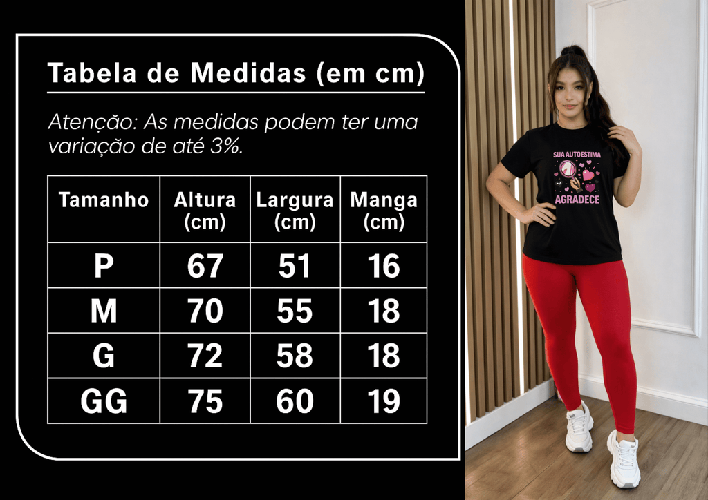 Camiseta Feminina Tradicional Manga Curta Almayda - Sua Autoestima Agradece